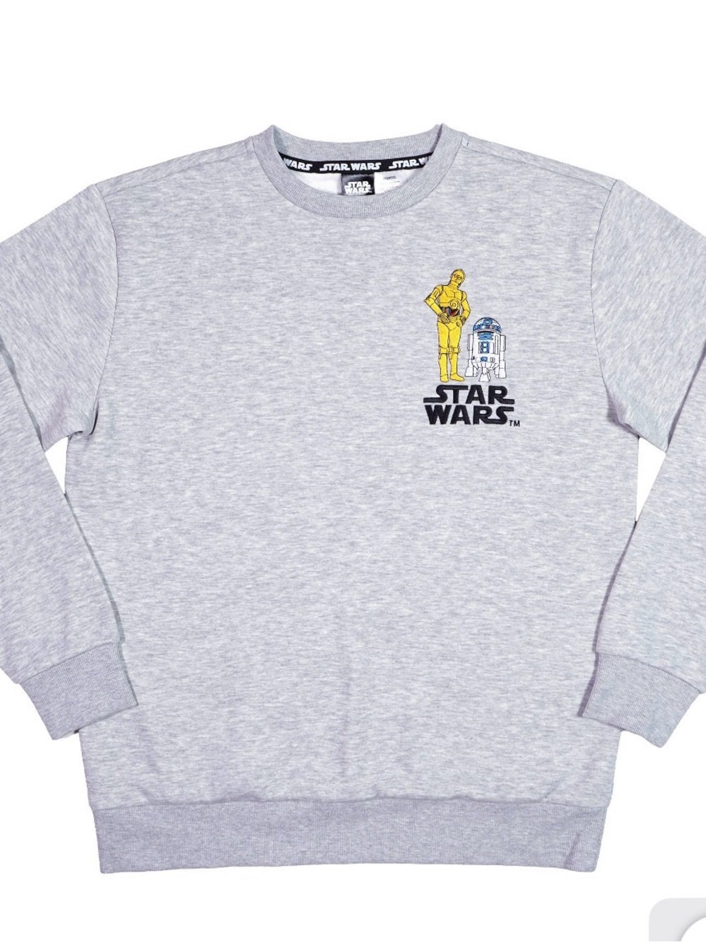Star Wars Men's Light Gray Crewneck with C-3PO & R2-D2 Graphic